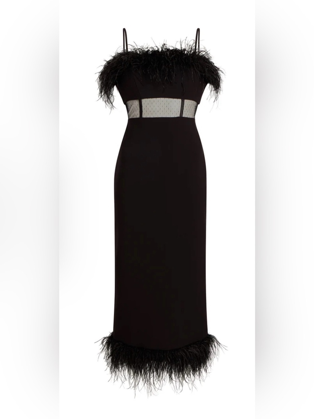 Likely Aubrey Little Black Midi Dress with Feather Trim by Likely Size 6